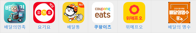 국내 음식 배달 중개 어플리케이션/나무위키 캡처
